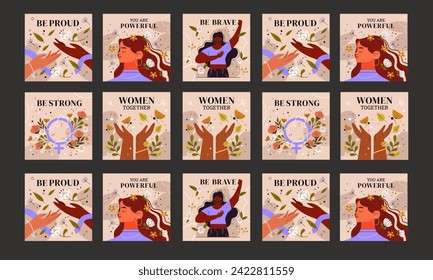 women day social media post vector illustration flat design set