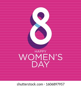 Women day's with 8 of march lettering  concept pink color style. Vector for banner design, left let design. Illustration.