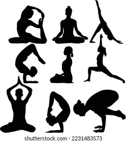 Women dest yoga poses vector art