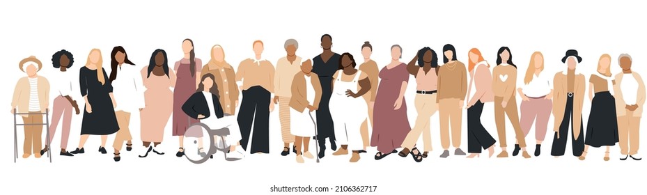 Women of different ages stand together.