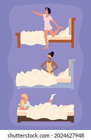 Unterschiedliches Bettzeug für Frauen
