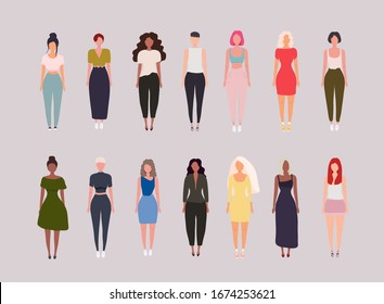 Women different character vector design illustration.