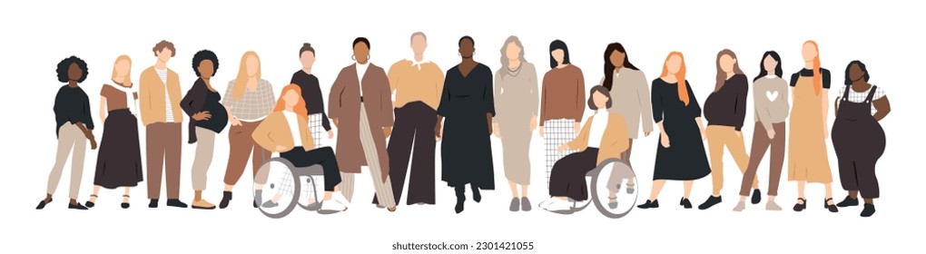 Women of different ethnicities stand side by side together.