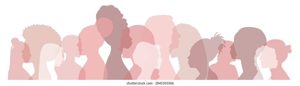 Women of different ethnicities together. Flat vector illustration.