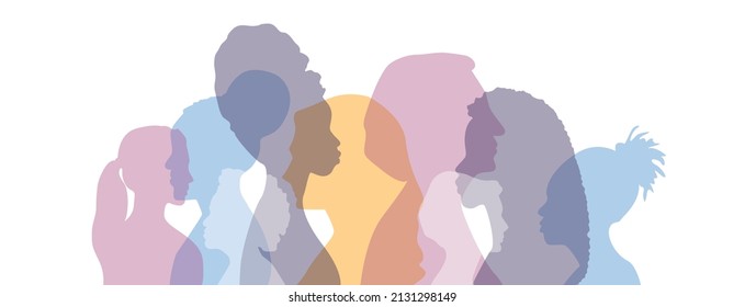 Mujeres de diferentes etnias juntas. Ilustración vectorial plana.	