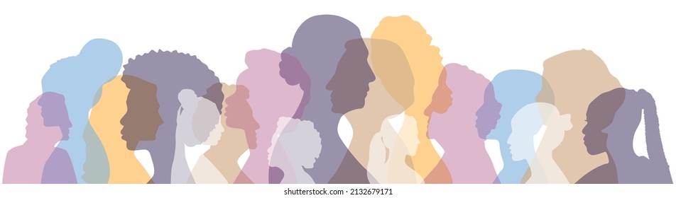 Women of different ethnicities together. Flat vector illustration.