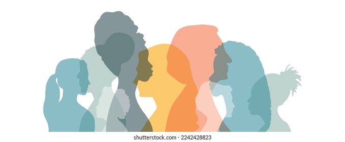 Women of different ethnicities together. Transparent background.