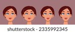 
Women with Different Face Shapes Vector Beauty Concept Illustration. Model girl having various facial features 
