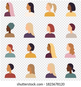 Women Of Different Nationalities Banner Transparent Background, Vector Illustration