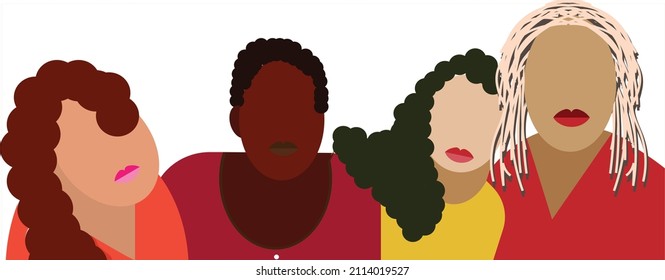 Women different nationalities. Feminism concept