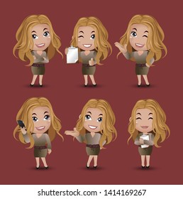 Women with different poses. vector