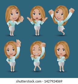Women with different poses. vector
