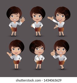 Women with different poses. vector