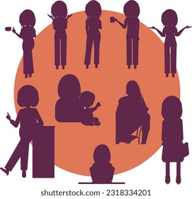 women with different roles. women vector illustration.