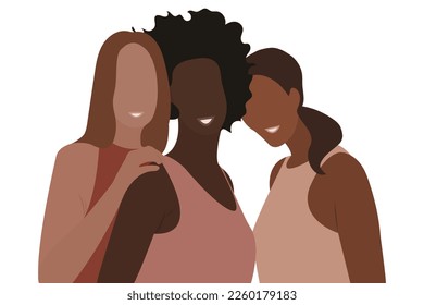 Women of different skin and hair colors. The concept of femininity, independence and equality