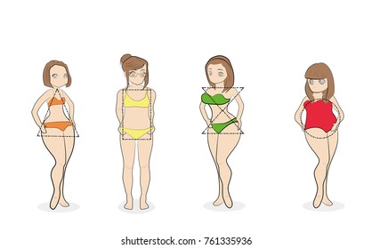 women with different types of figures. vector illustration
