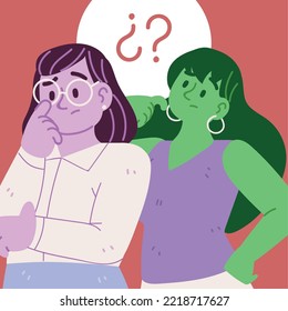 Frauen und schwierige Wahl, Vektorstil
