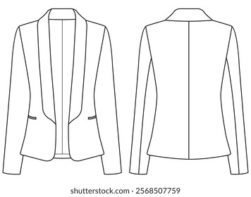 women Dinner fitted tuxedo Blazer Suit Jacket vector illustration design,