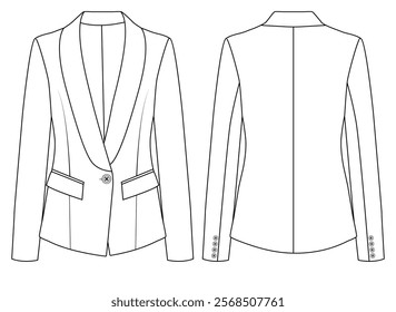 women Dinner fitted tuxedo Blazer Suit Jacket vector illustration design,