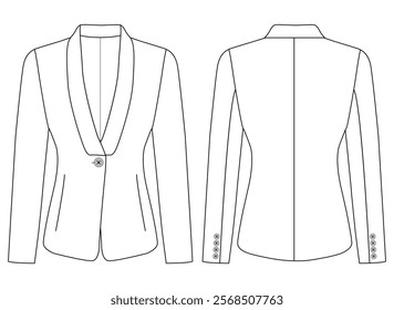 women Dinner fitted tuxedo Blazer Suit Jacket vector illustration design,