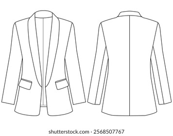 women Dinner fitted tuxedo Blazer Suit Jacket vector illustration design,