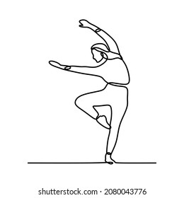 women do attractive dance oneline continuous single line art