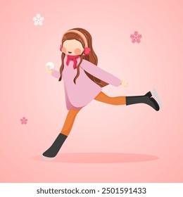 Women do skating in winter