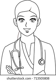 Women Doctor Coloring Book Vector Cartoon Stock Vector (Royalty Free ...