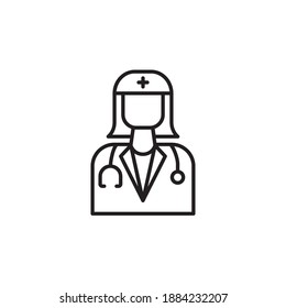 women doctor icon vector outline style. character design line style. woman job icon