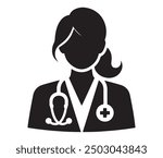 women doctor icons silhouette white background vector illustration