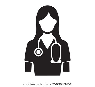 women doctor icons silhouette white background vector illustration