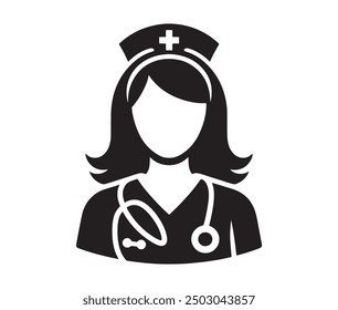 women doctor icons silhouette white background vector illustration