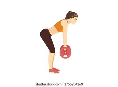 Women doing Barbell Deadlift workout side view. Illustration about weight Fitness.