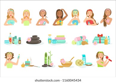 Women Doing Beautifying Hair And Skin Spa Procedures