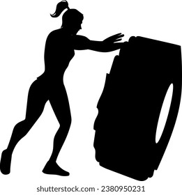 women doing exercise in the gym with tire silhouette