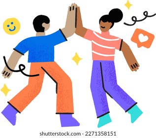 Women doing high five with her boyfriend Brush vector style