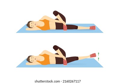 Women Doing Lying Crossover Leg Lift Stock Vector (Royalty Free ...