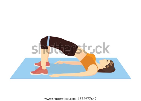 Women Doing Lying Hip Raise Exercise Stock Vector (Royalty Free ...