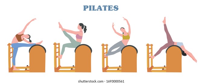 Women doing pilates with equipment