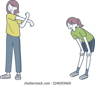 Women doing a preparatory exercise
