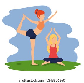 women doing relaxation exercise pose