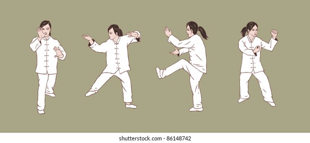 Women doing Taichi kungfu