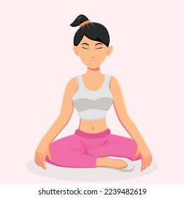 Women Doing Yoga Character Design Illustration