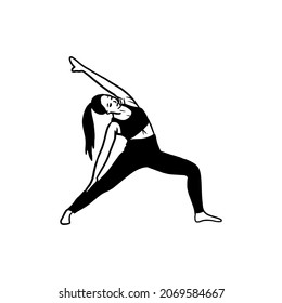 Women doing yoga exercises. Warming up, stretching vector illustration