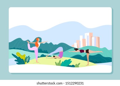 Women doing yoga exercises.Yoga classes.Vector illustration.