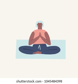 Women doing yoga and meditating visiting in a lotus pose illustration in vector.