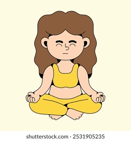 Frauen tun Yoga Meditation Cartoon Vektorgrafik