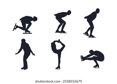 Women doing Yoga, Pilates. Slim girl doing yoga. Hand drawn black silhouettes Set Vector illustration.