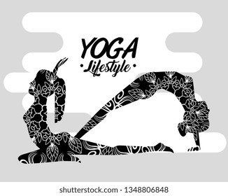 women doing yoga pose exercise