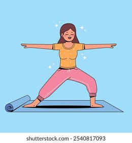 Women doing yoga pose in mat